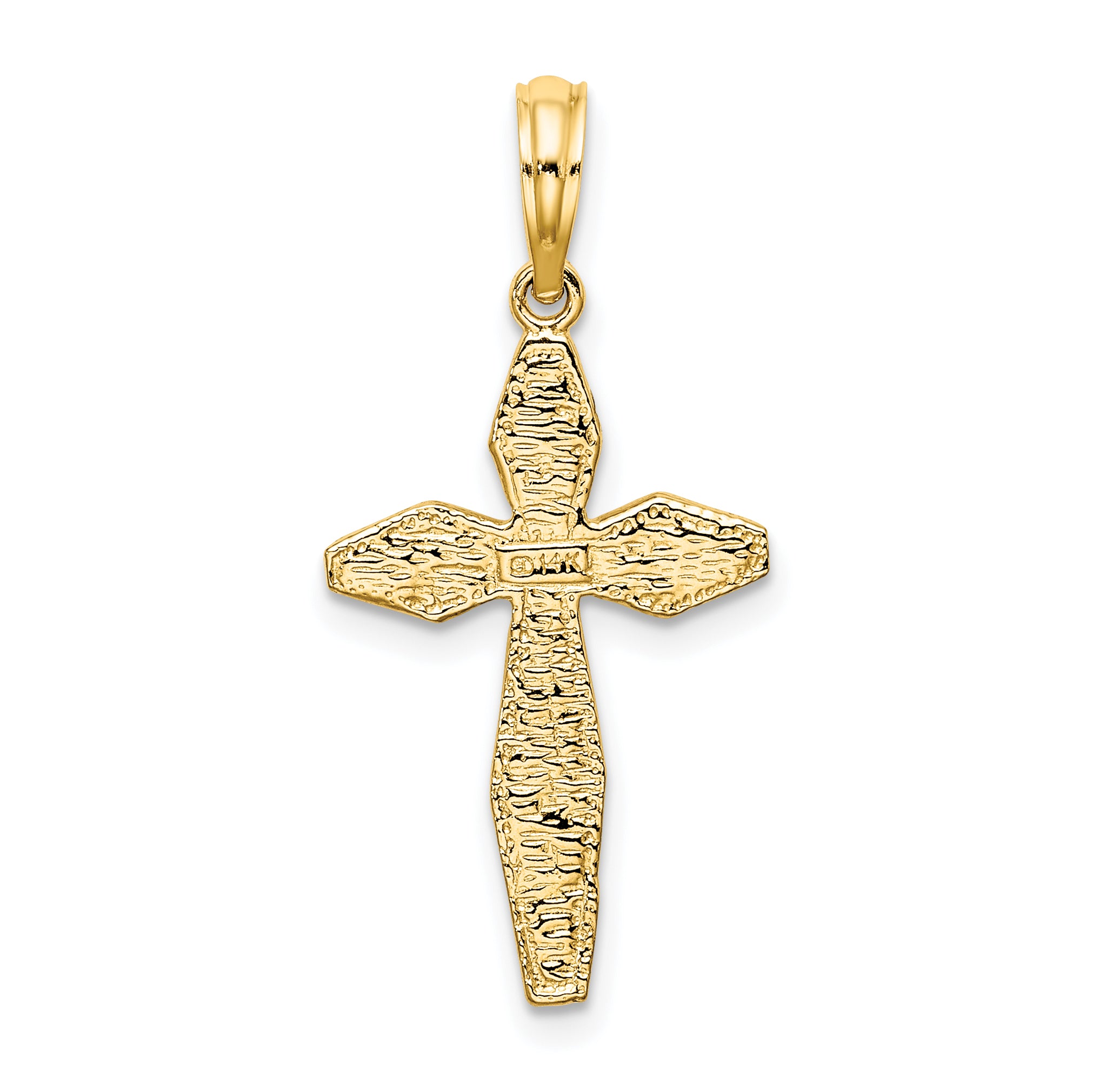 14K Polished and Textured Cross Charm