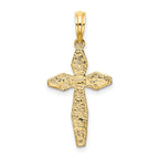 14K Polished and Textured Cross Charm