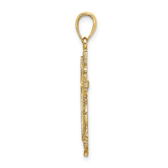 14K Cross w/ Lace Trim Charm