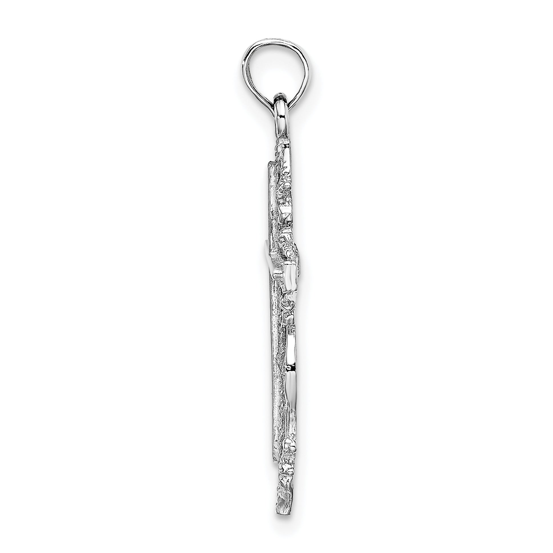 14K White Gold Cross w/ Lace Trim Charm Secondary image
