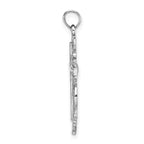 14K White Gold Cross w/ Lace Trim Charm