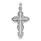 14K White Gold Cross w/ Lace Trim Charm