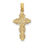 14K Stick Cross w/ Lace Trim Charm