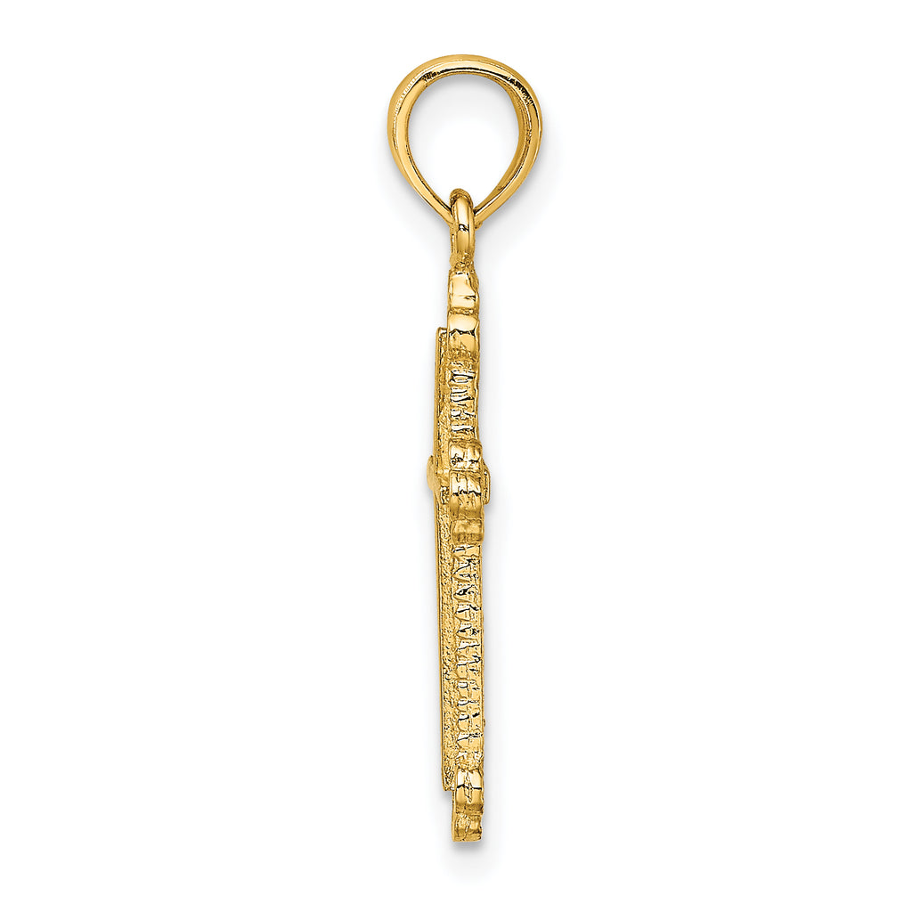 14K Cross W/ Spade Tip Edges Charm