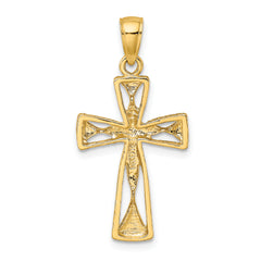 14K Polished Cut-Out Design Cross Charm