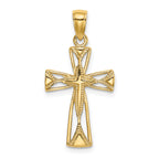 14K Polished Cut-Out Design Cross Charm