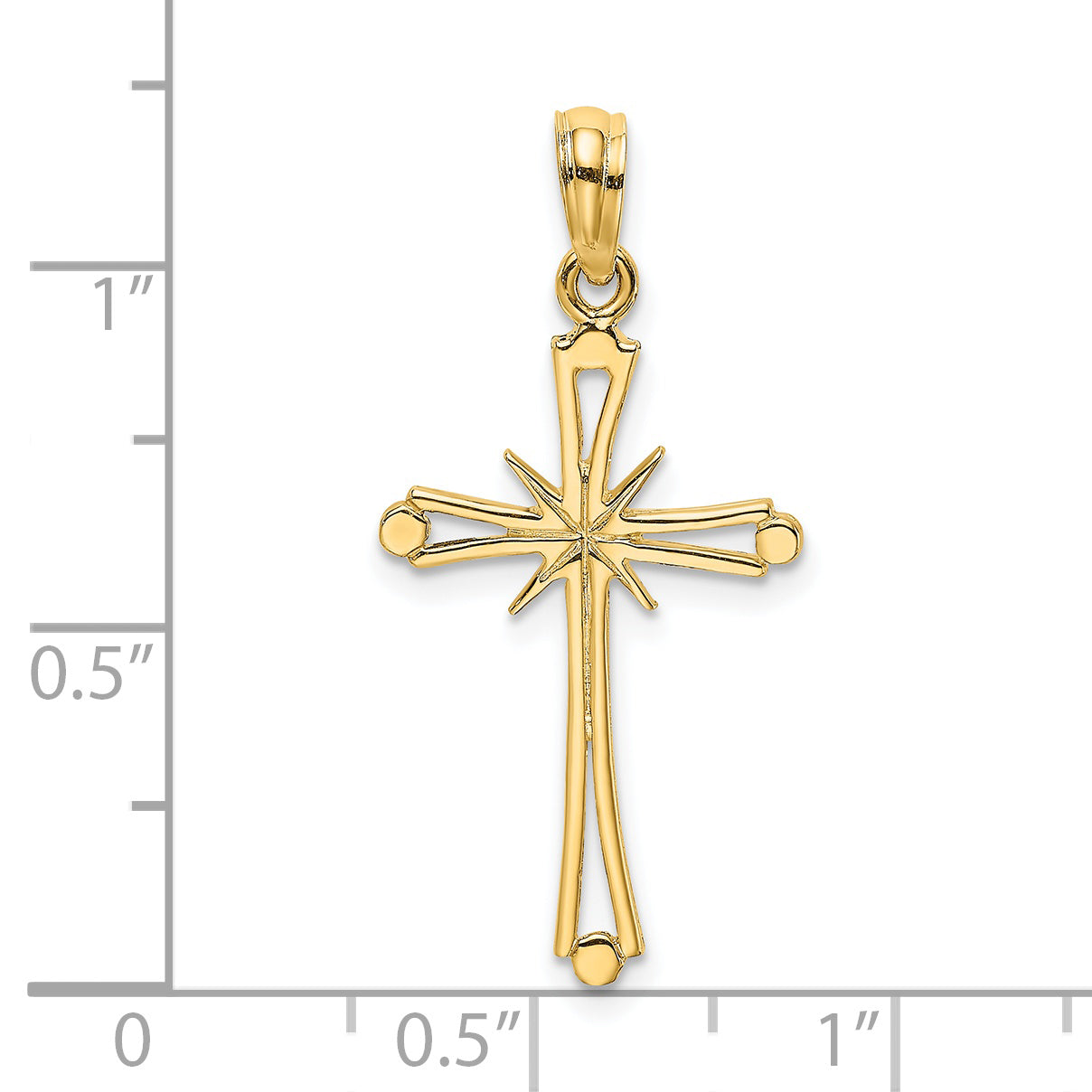 14K Polished w/ X Center Cross Charm