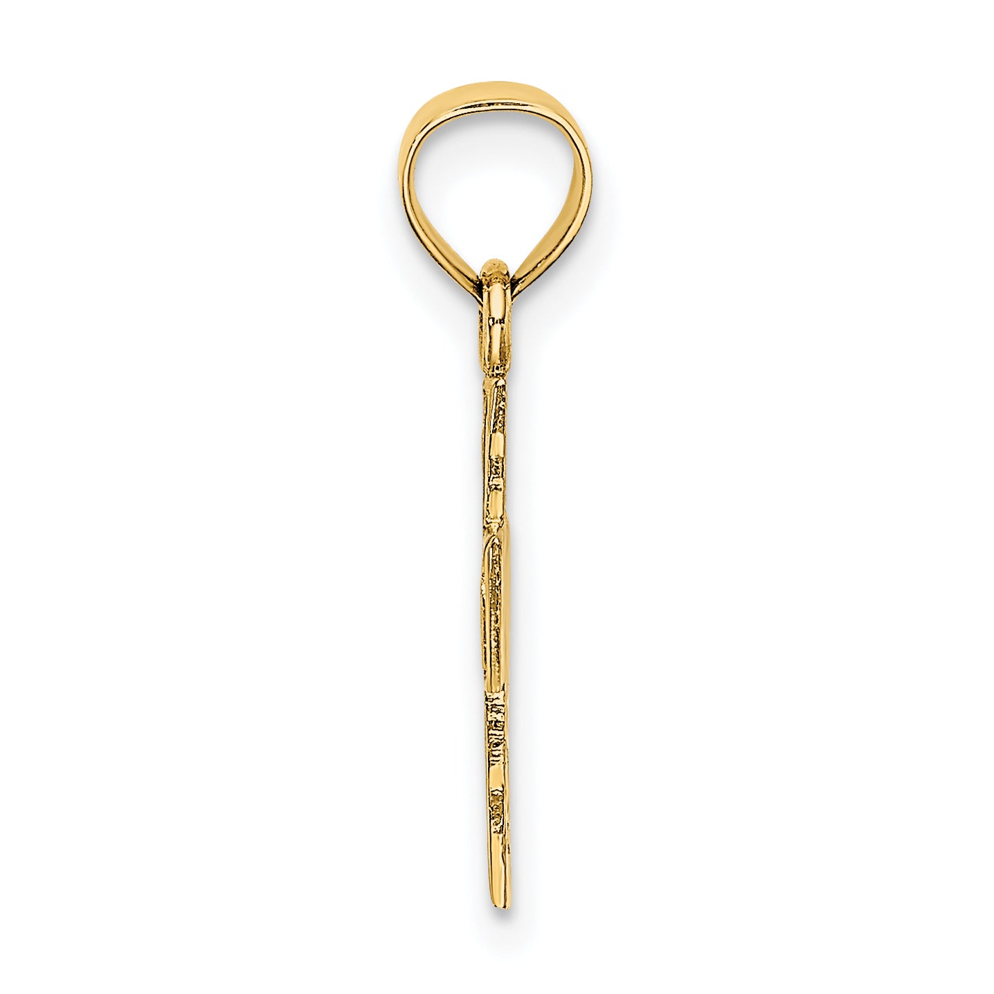 14K Polished and Textured Cross Charm