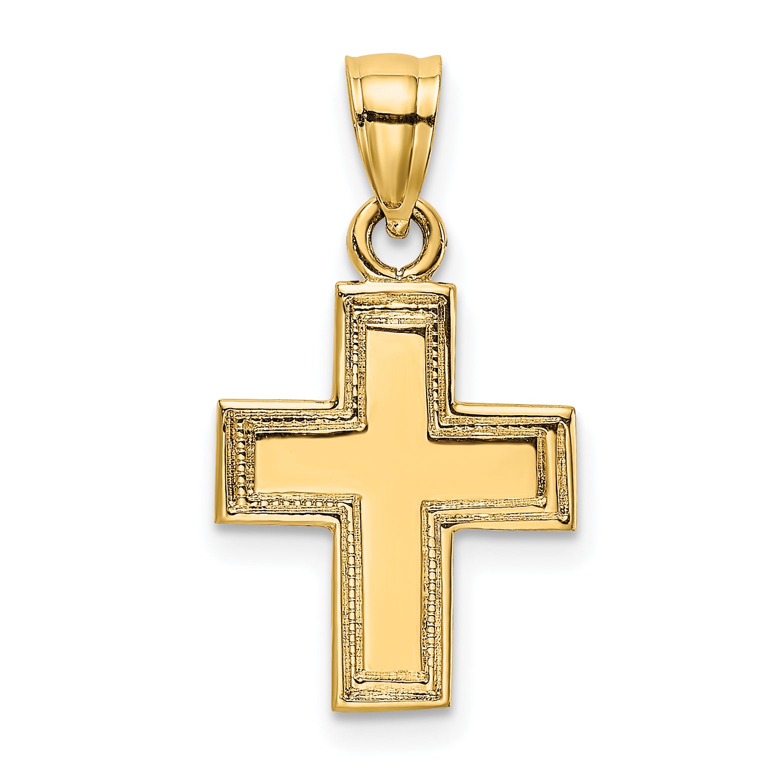 14K Polished and Textured Cross Charm Main image
