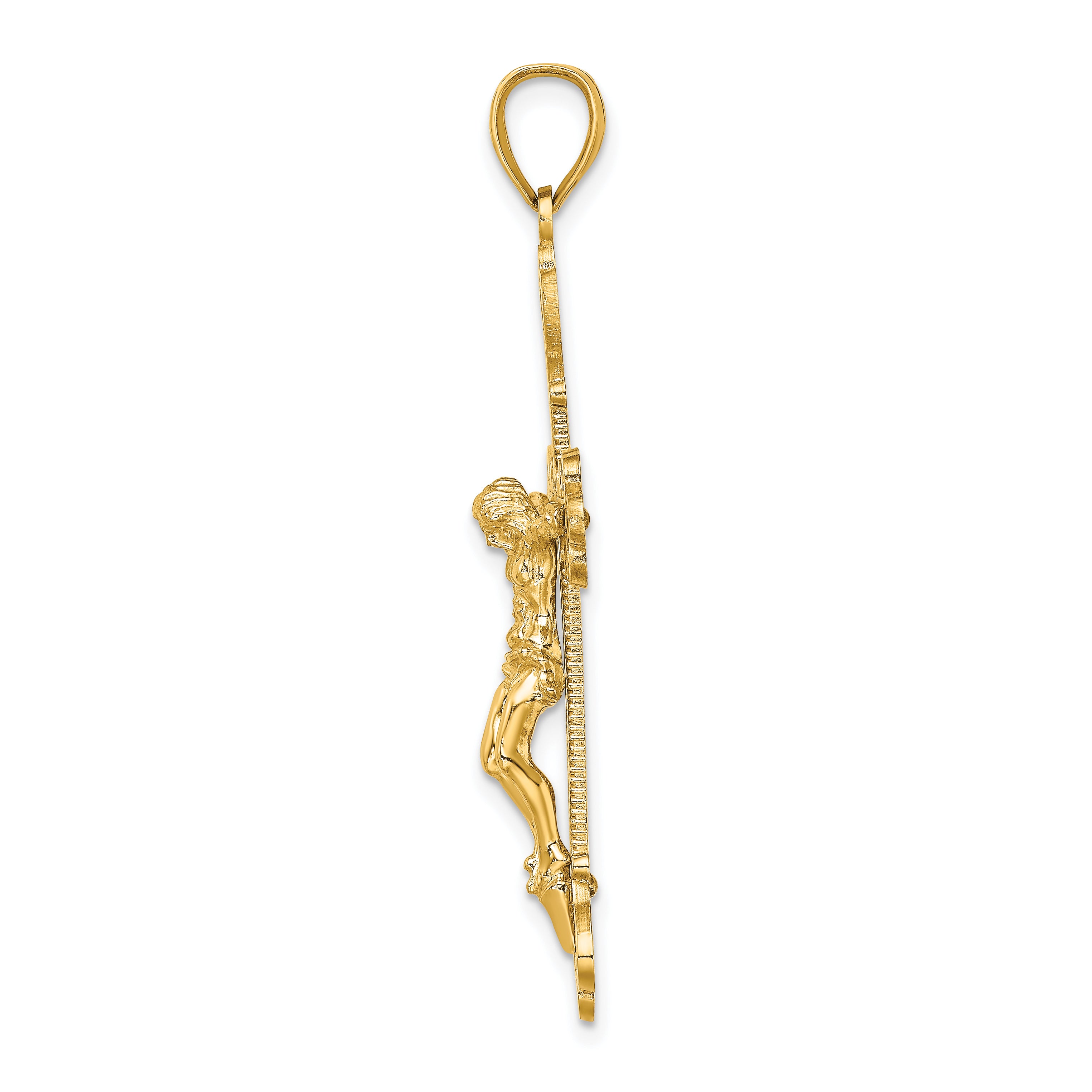 14K Engraved Crucifix Charm