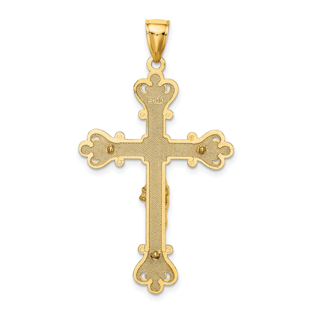 14K Engraved Crucifix Charm