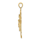 14K Textured Crucifix W/ Arrow Charm