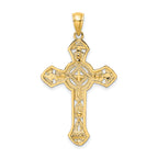 14K Textured Crucifix W/ Arrow Charm