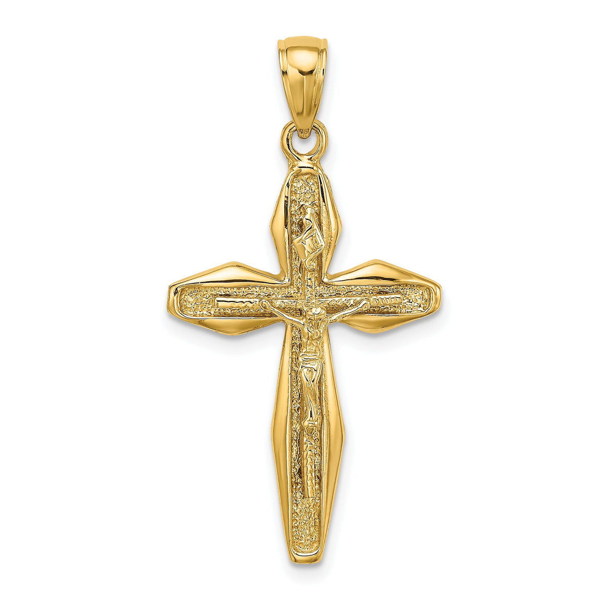 Crucifix Charm in 14K Yellow Gold, 36mm Textured - Sophia Jewelers Main image