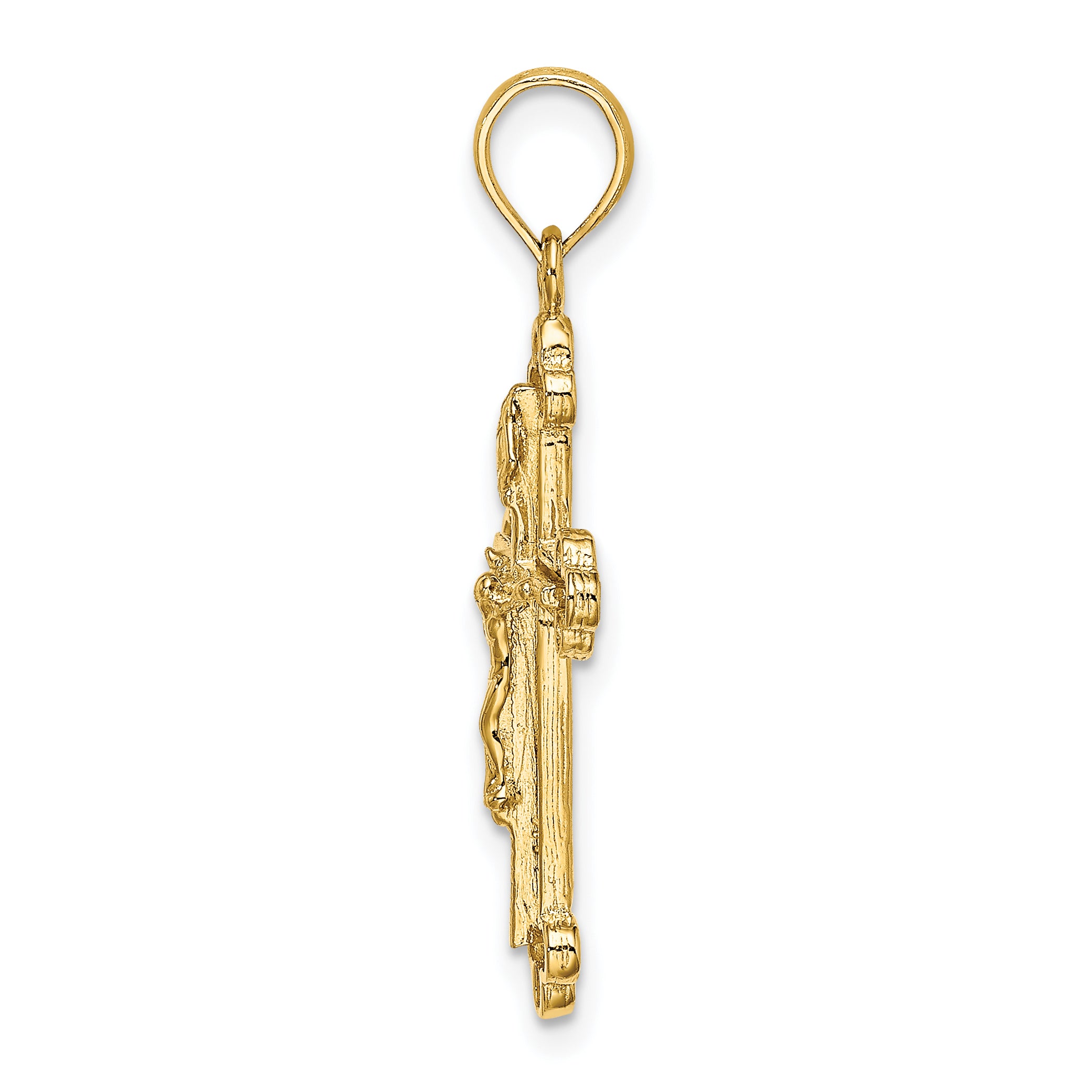 14K Narrow Budded Crucifix Charm