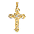 14K Cut-Out Floral Cross Pendant