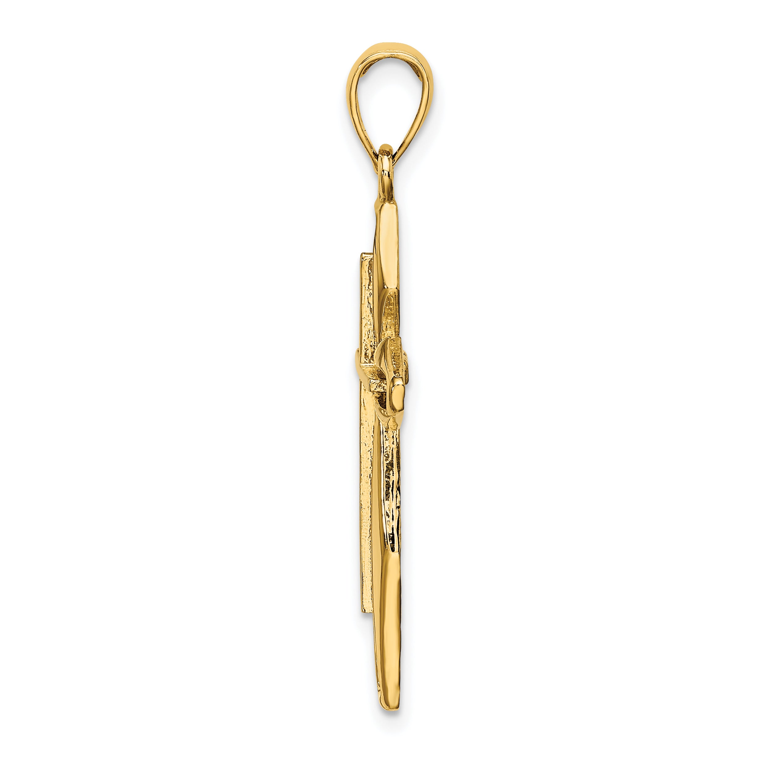 14K Textured Cross Charm