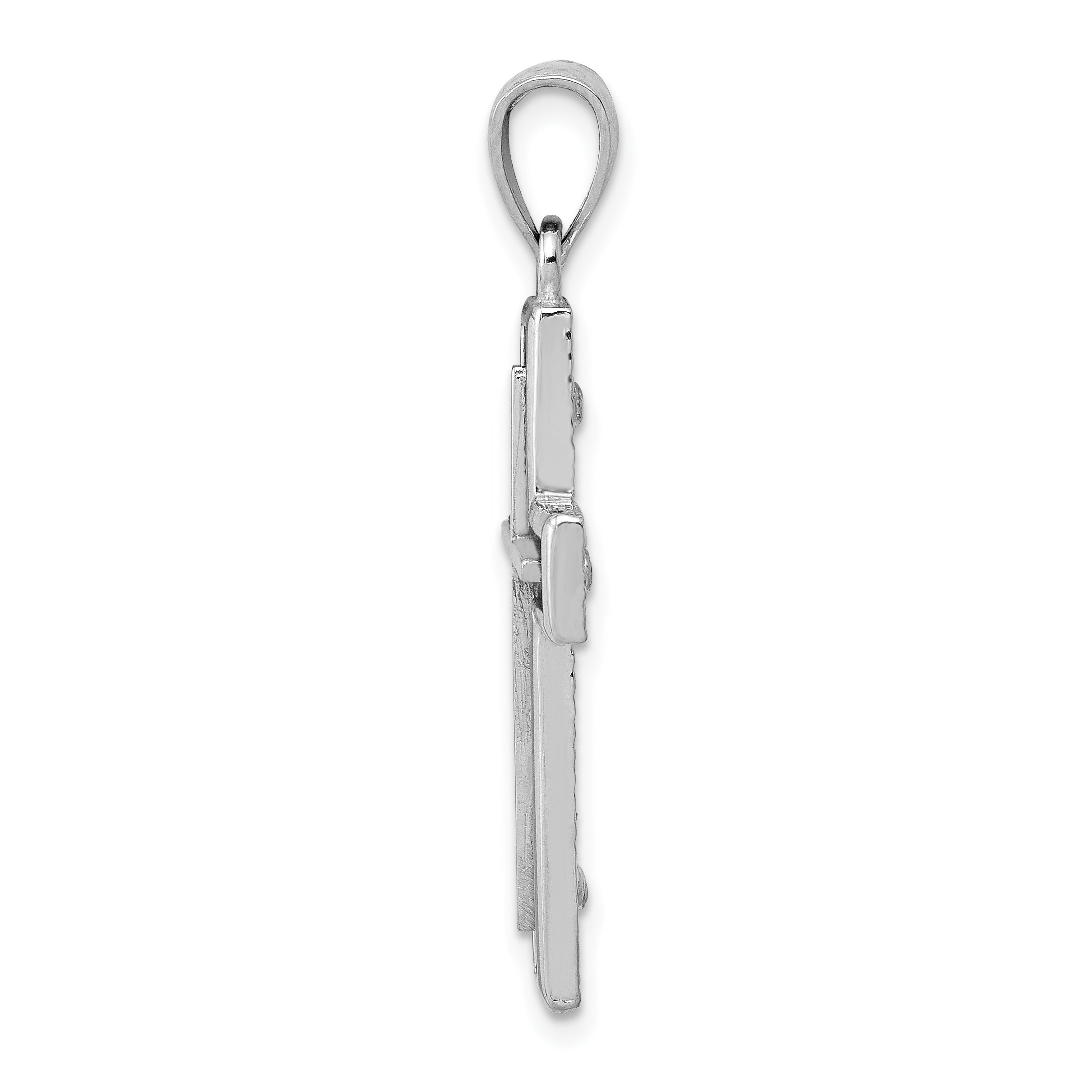 14K White Gold Cross Charm