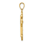 14K Textured Budded Cross Charm
