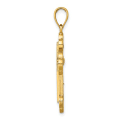 14K Textured Budded Cross Charm