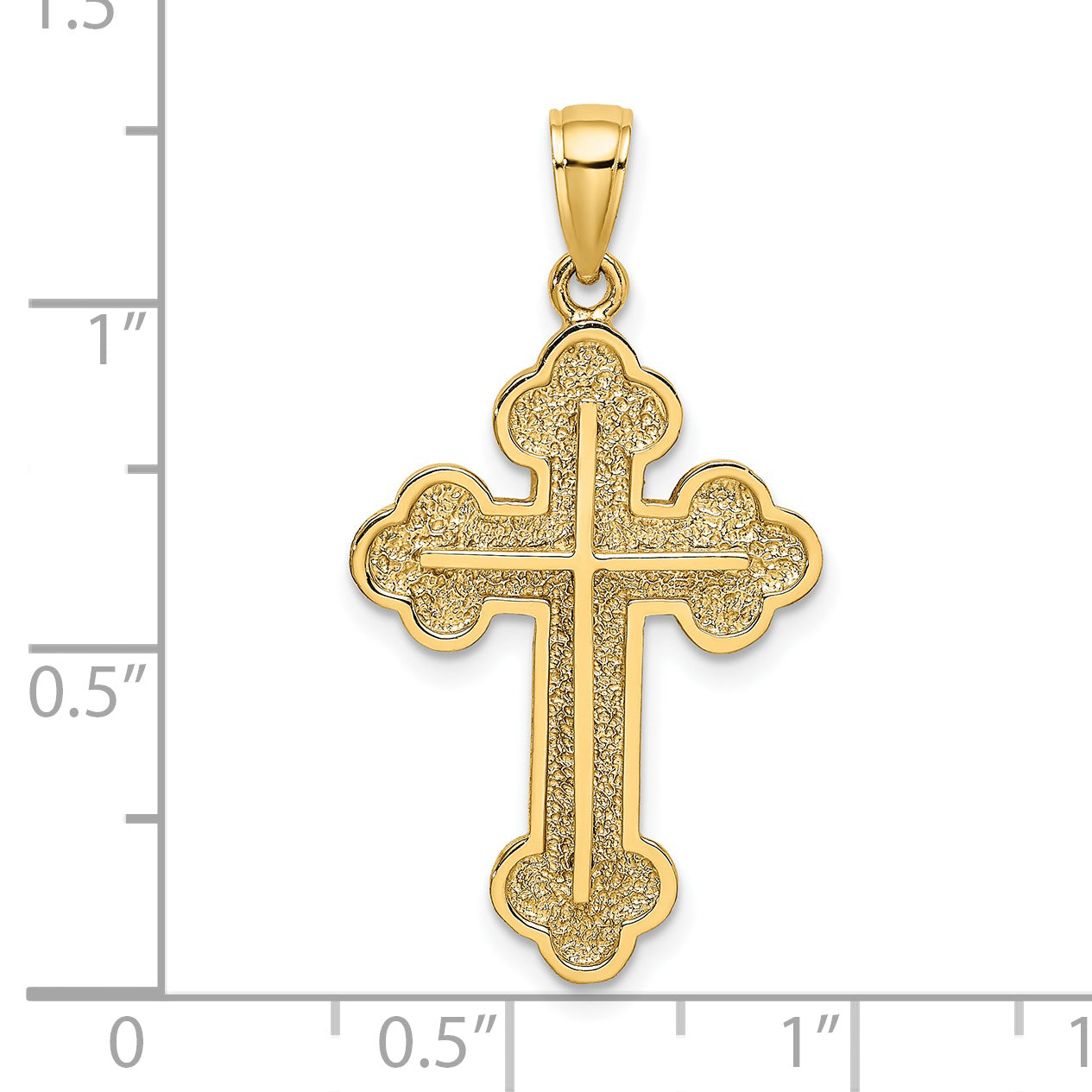 14K Textured Budded Cross Charm