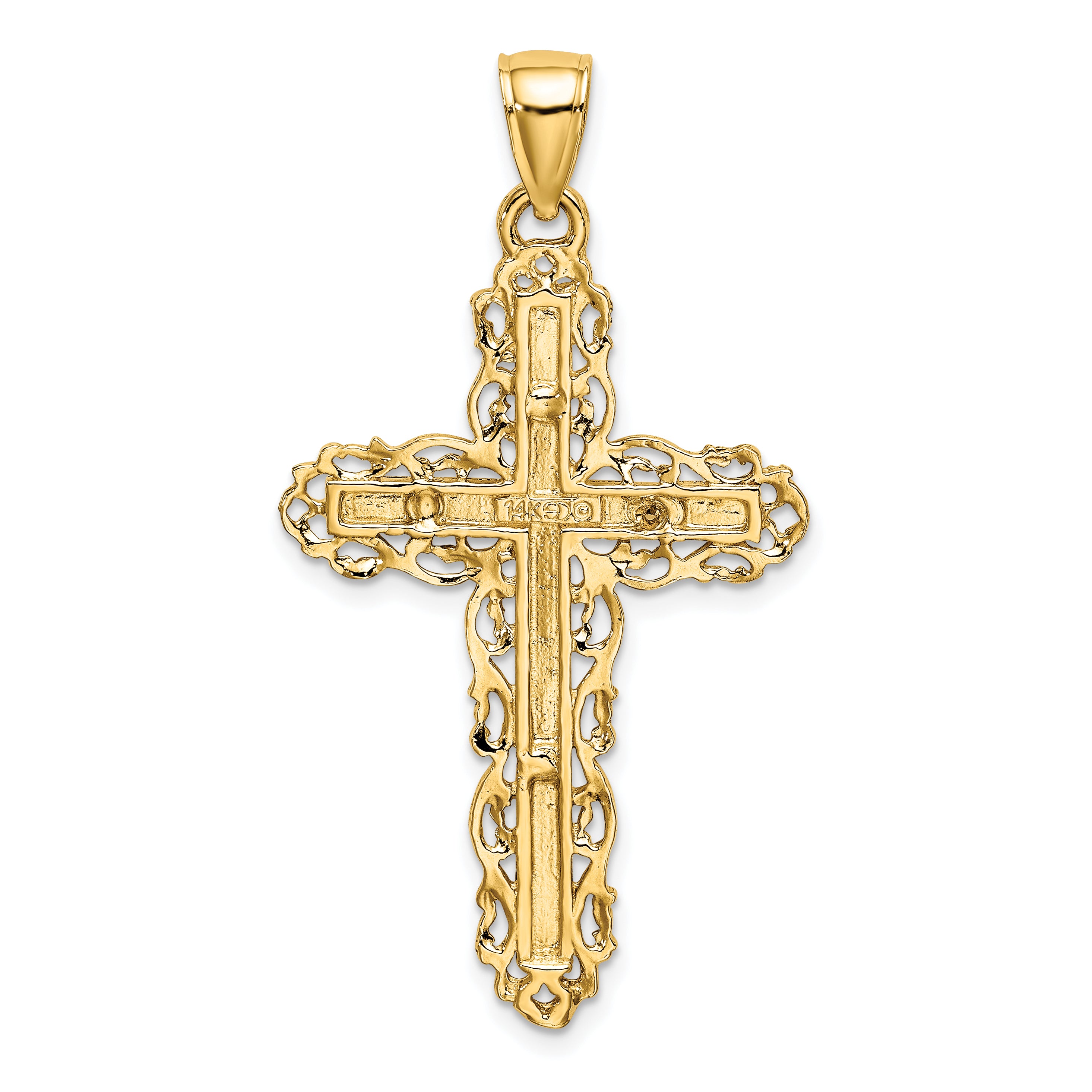 14K Cross W/ Lace Trim Charm