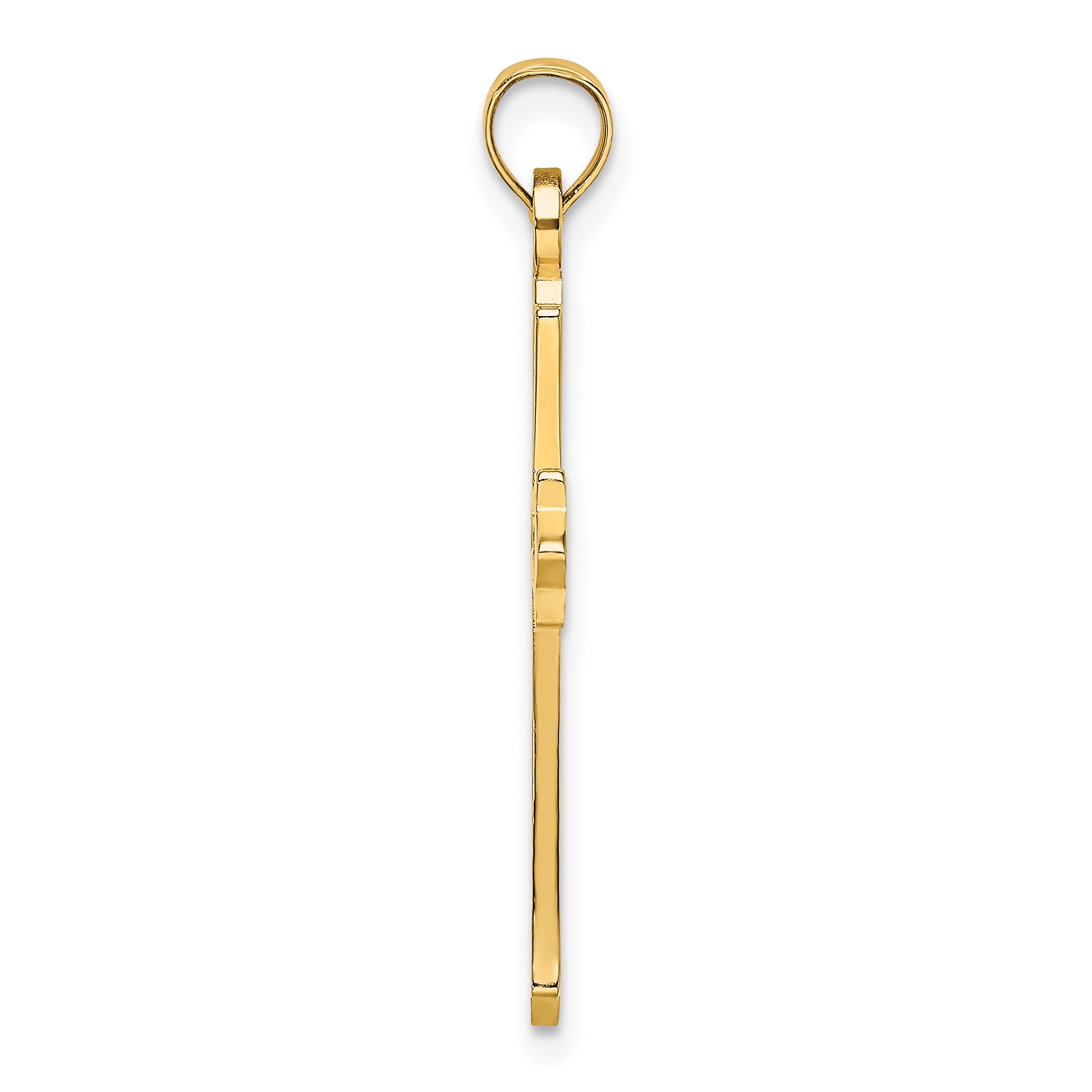 14K Polished and Cut-Out Cross Charm