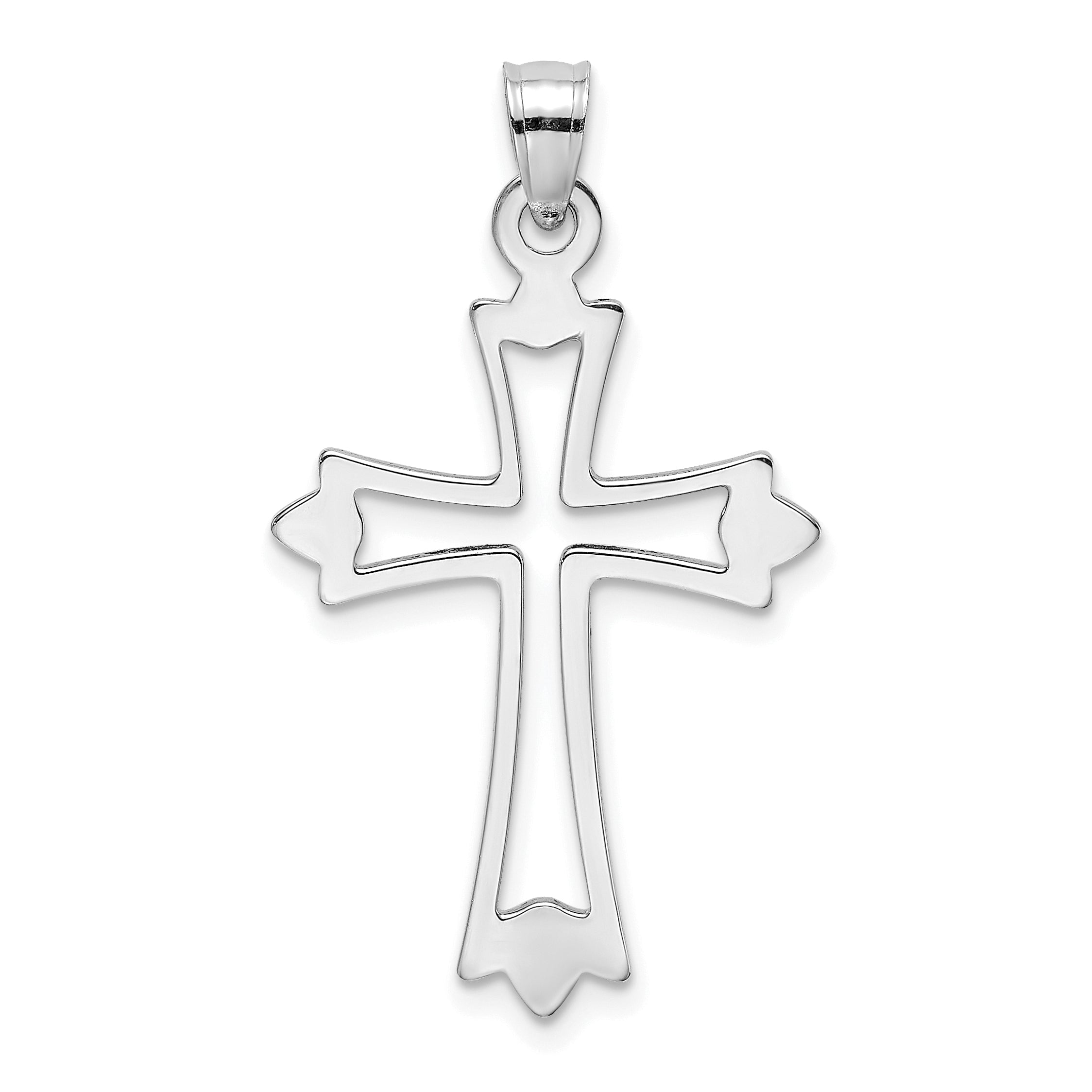 14K White Gold Polished and Cut-Out Cross Charm