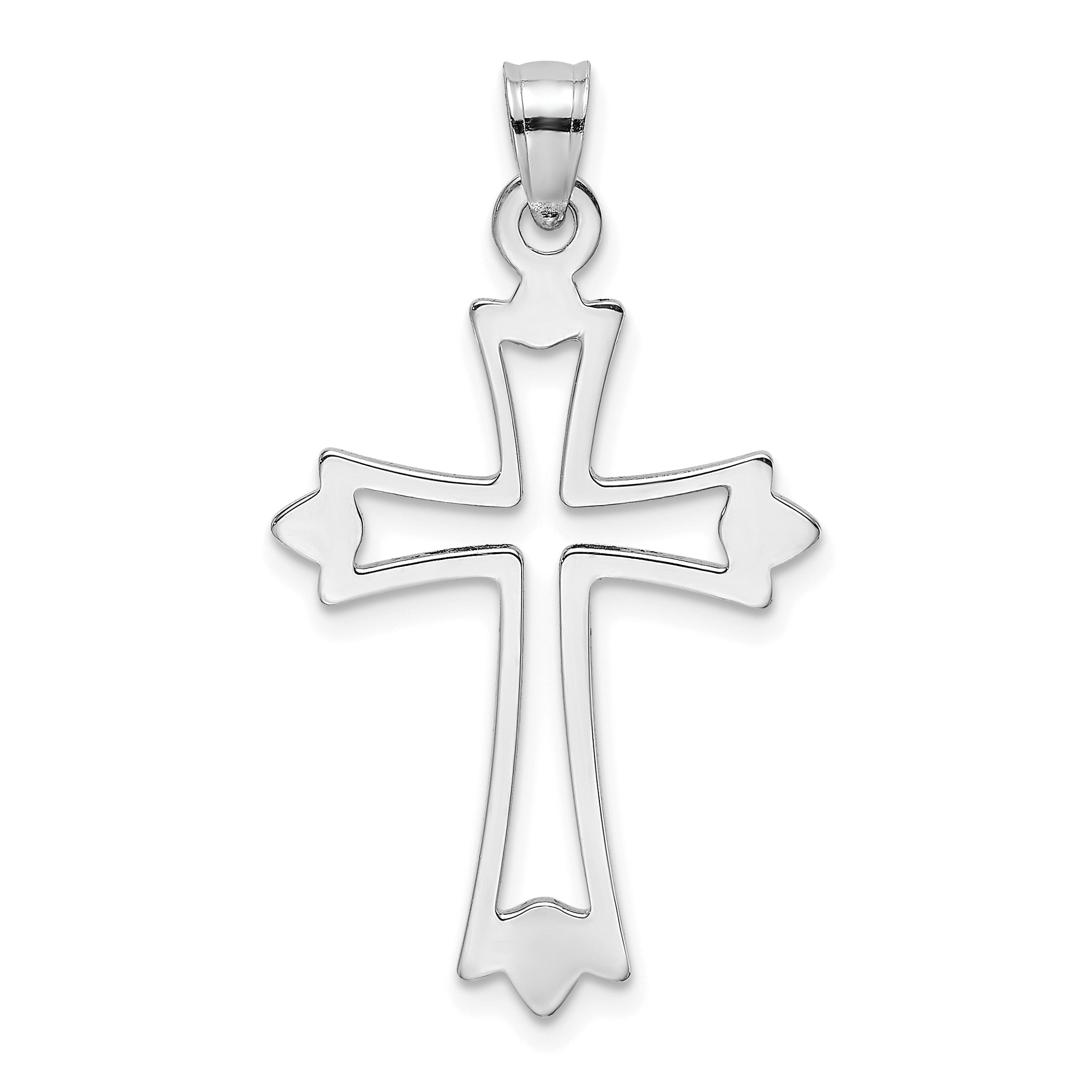 14K White Gold Polished and Cut-Out Cross Charm