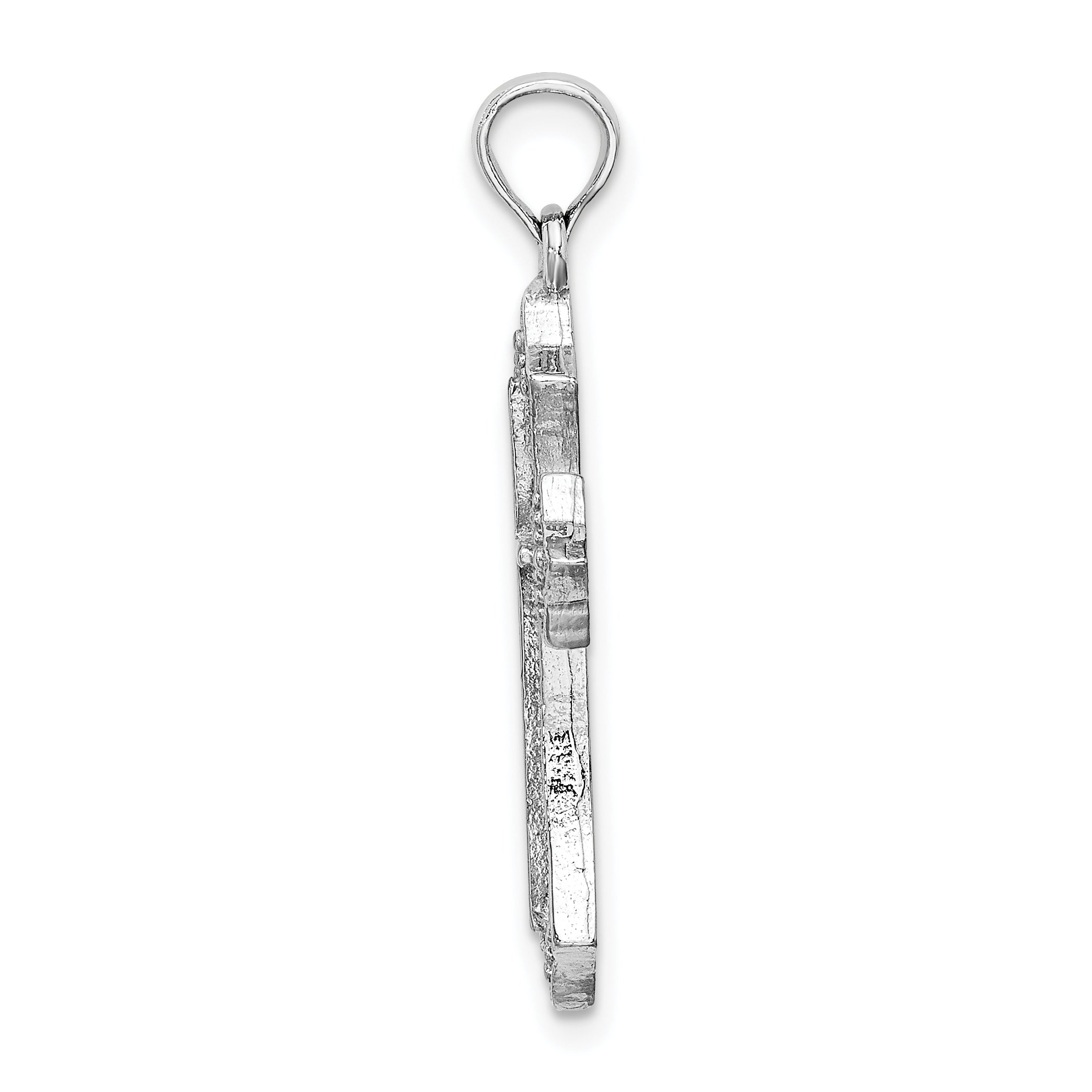 14K White Gold Beaded Cross Charm Secondary image