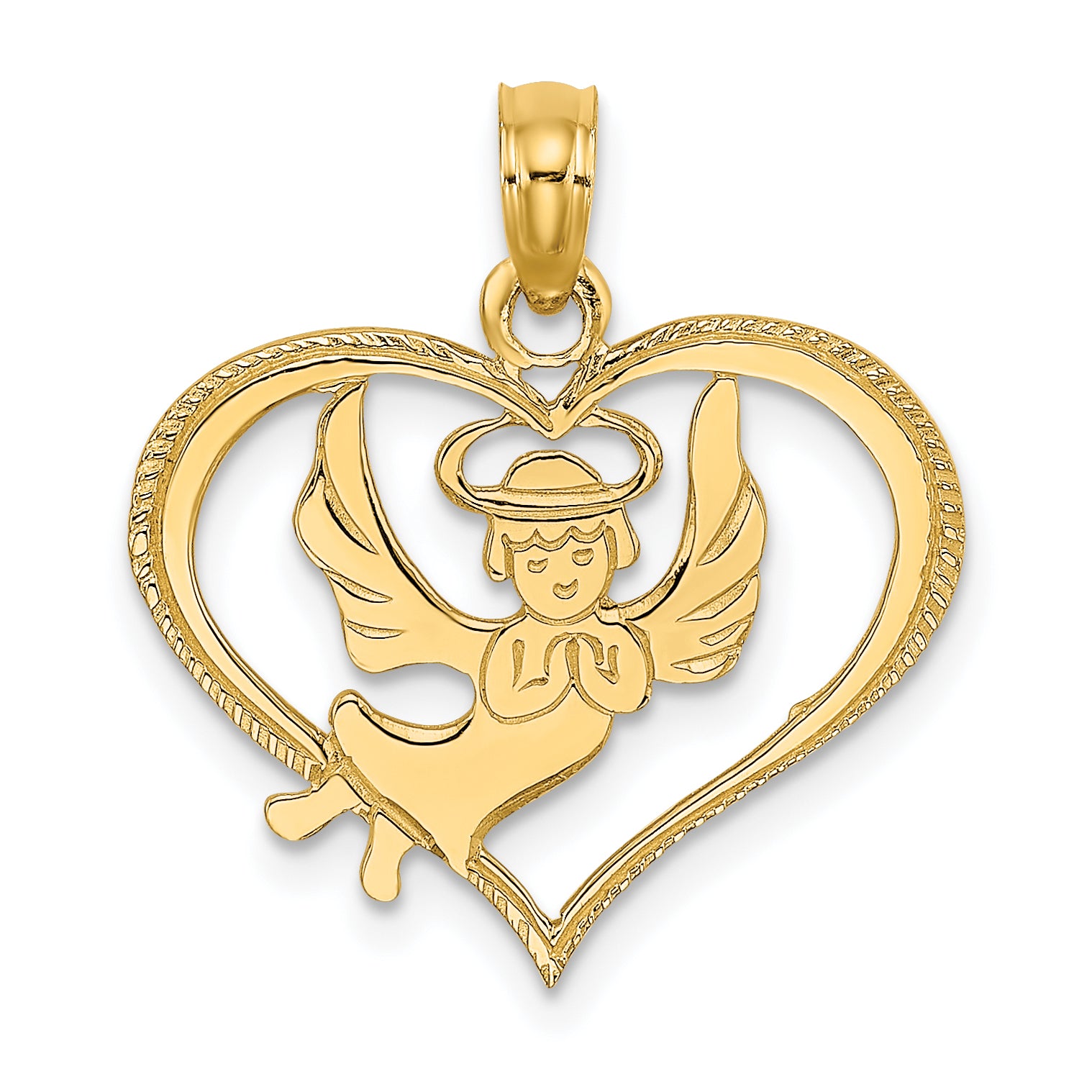 14K Polished Angel In Heart Charm Main image
