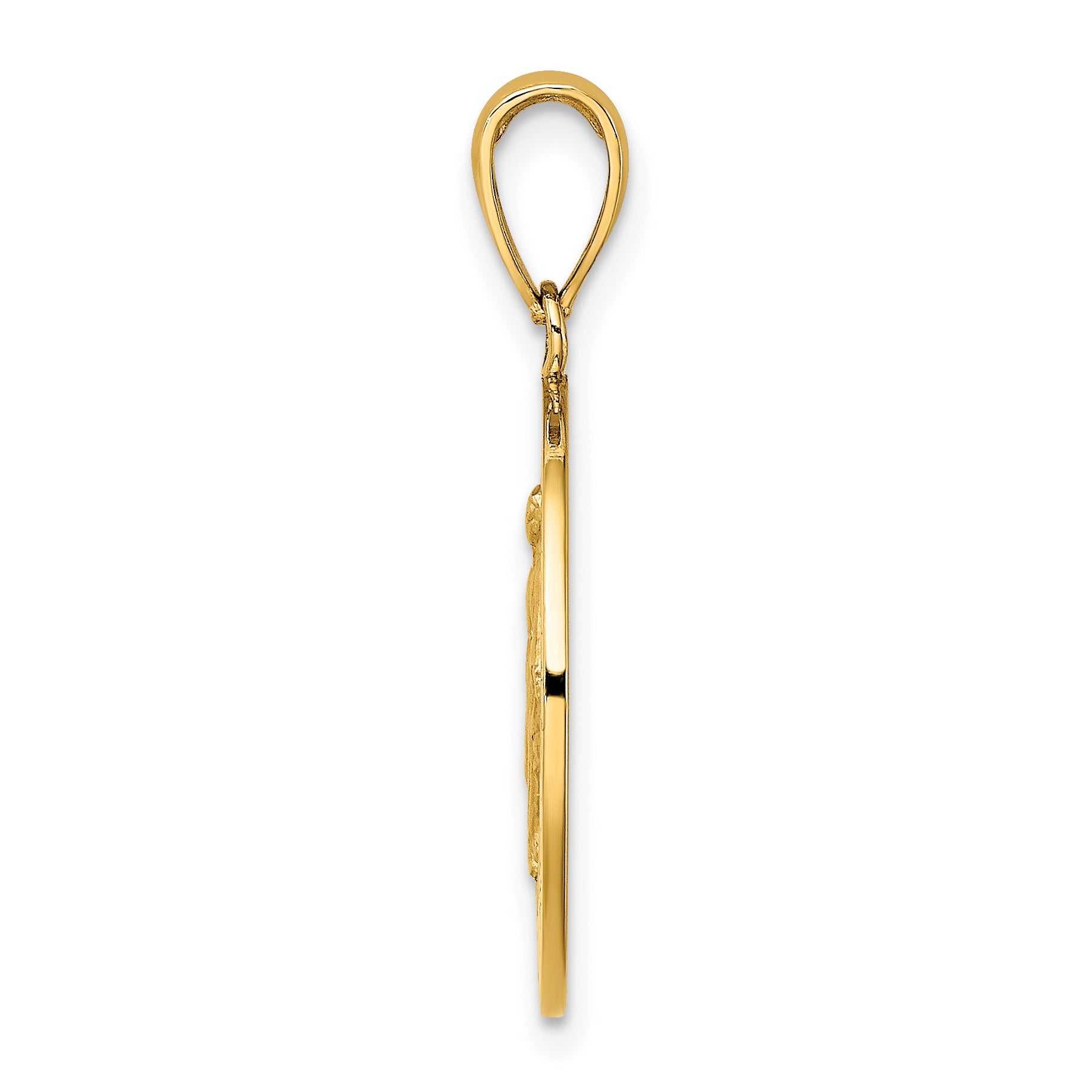 14K Polished and Satin Miraculous Medal Charm