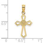 14K Cut-Out and Flat Cross W/ Flower Charm
