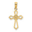 14K Cut-Out and Flat Cross W/ Flower Charm
