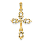 14K Cross Cut-Out w/ Heart Ends Charm