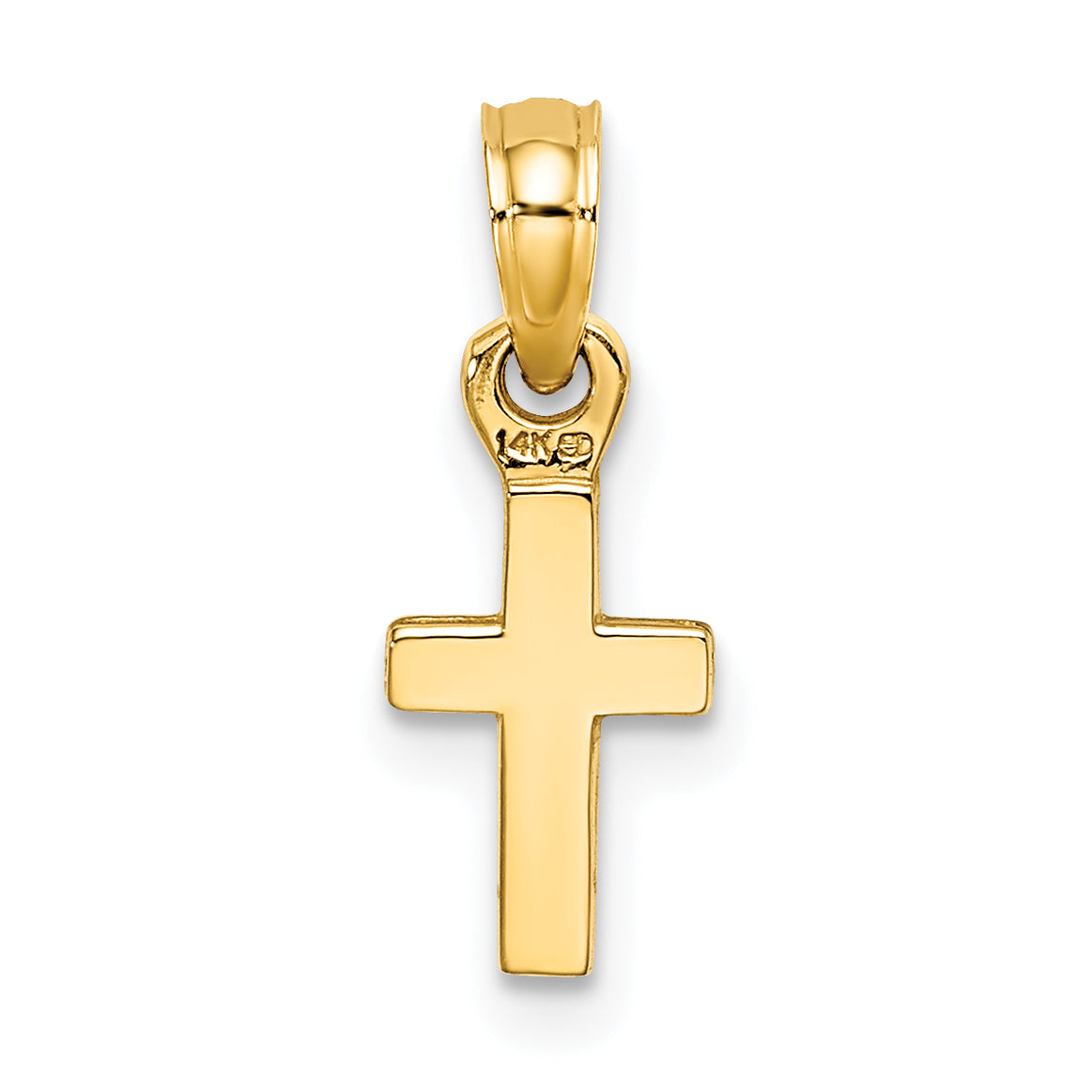 14K 3-D and Polished Mini Cross Charm