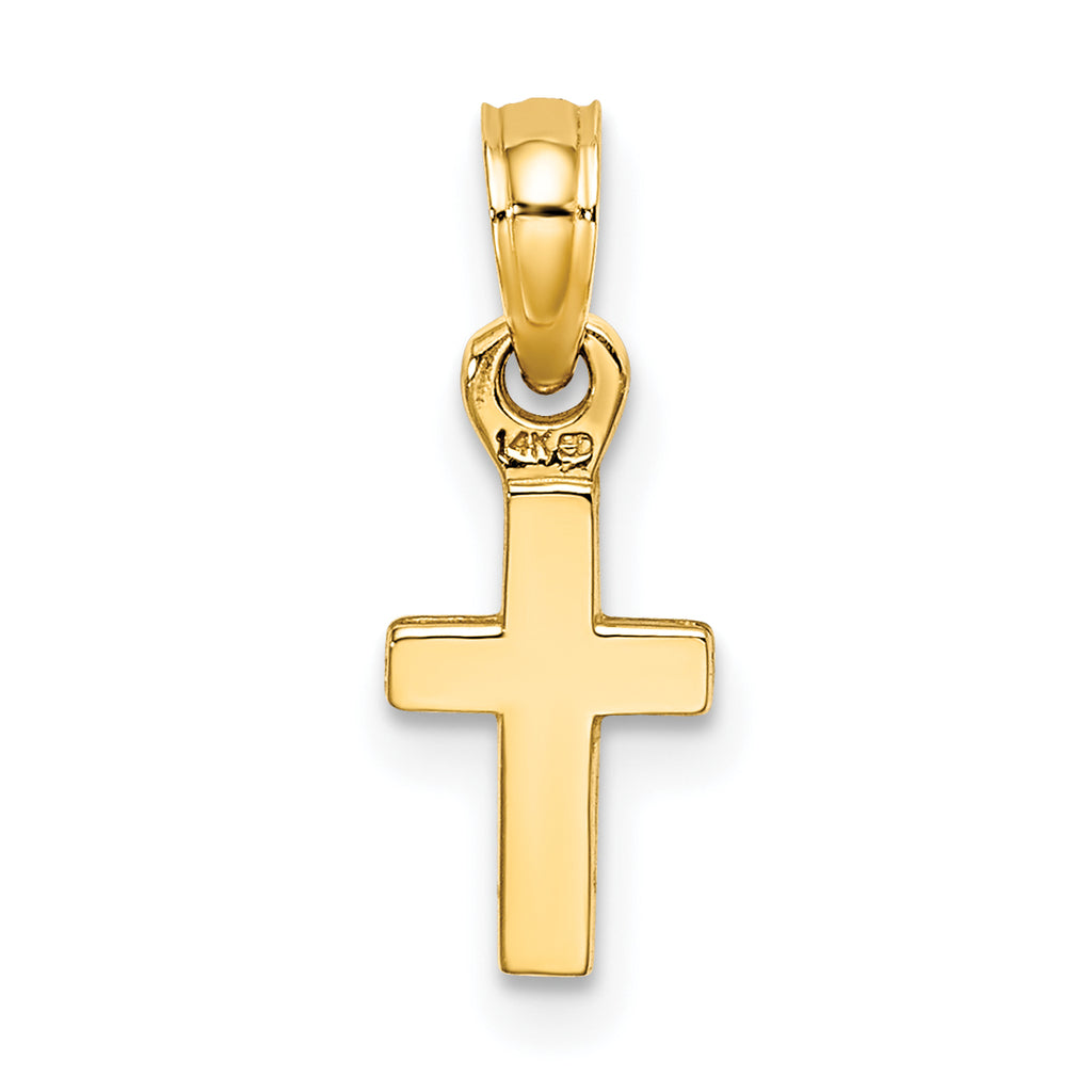 14K 3-D and Polished Mini Cross Charm