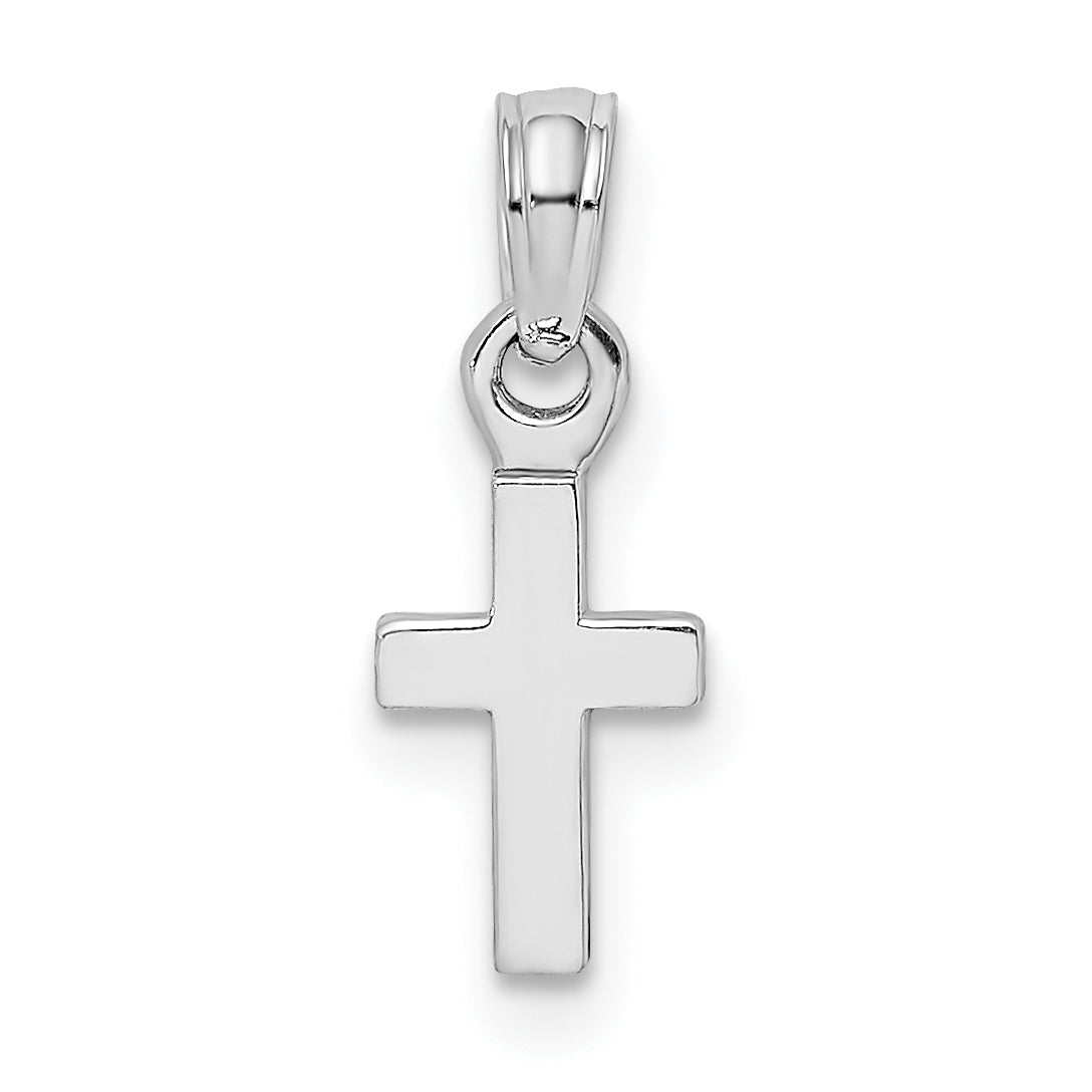 14K White Gold 3-D and Polished Mini Cross Charm Main image