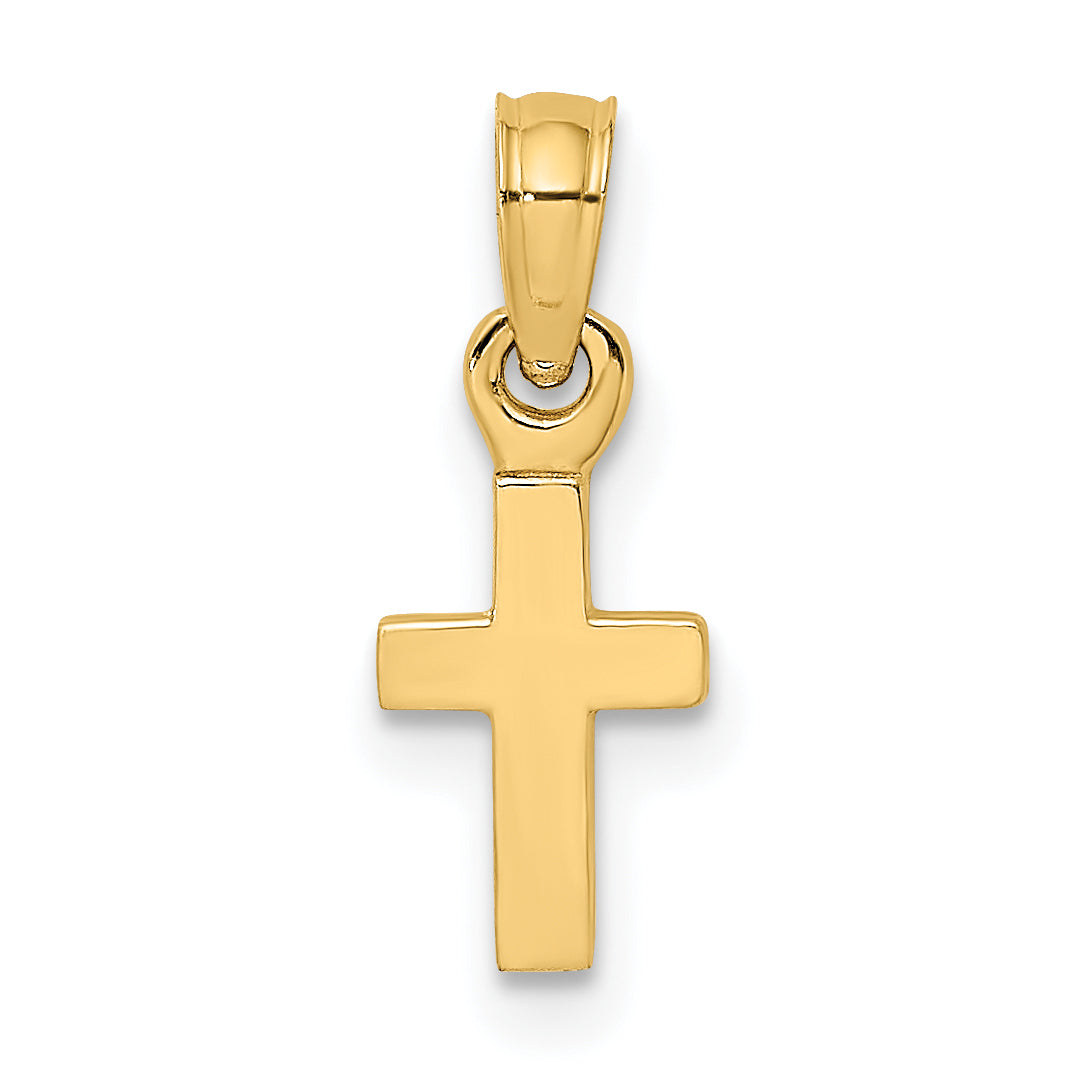 14K 3-D and Polished Mini Cross Charm