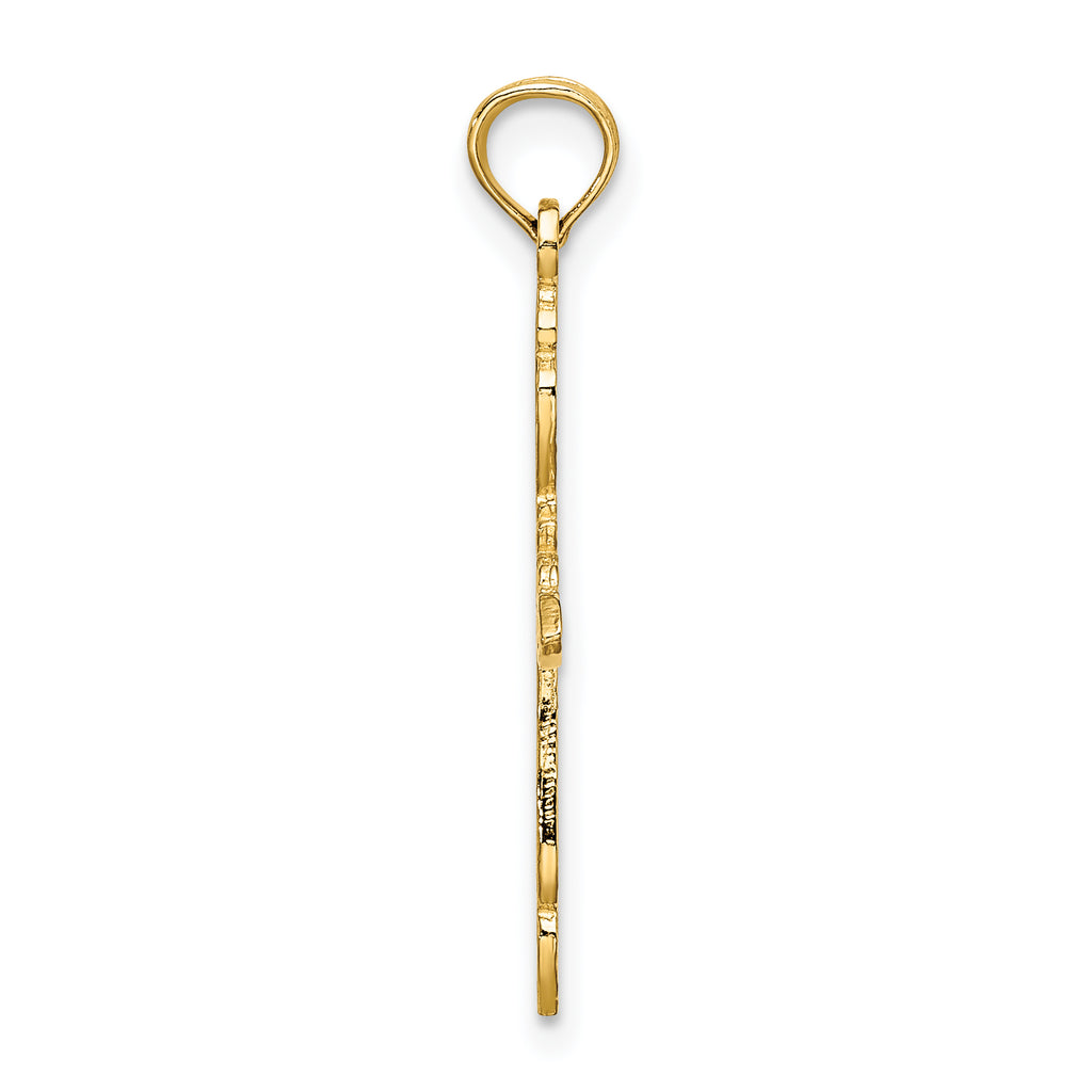 14K Polished and Cut-Out Cross Charm
