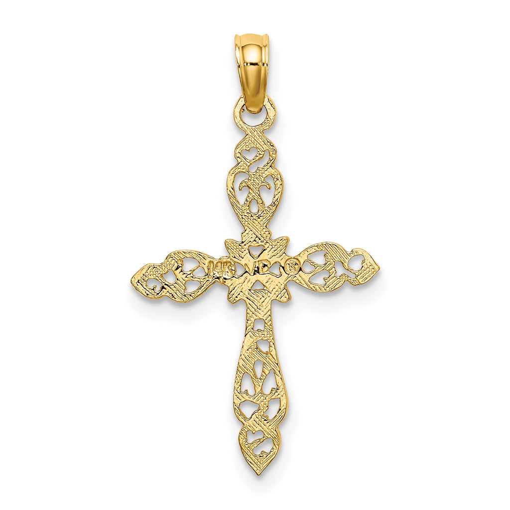 14K Polished and Cut-Out Cross Charm