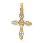 14K Polished and Cut-Out Cross Charm