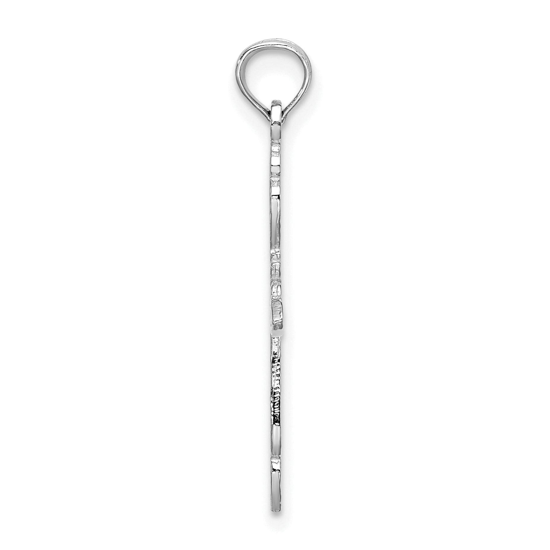 14K White Gold Polished and Cut-Out Cross Charm