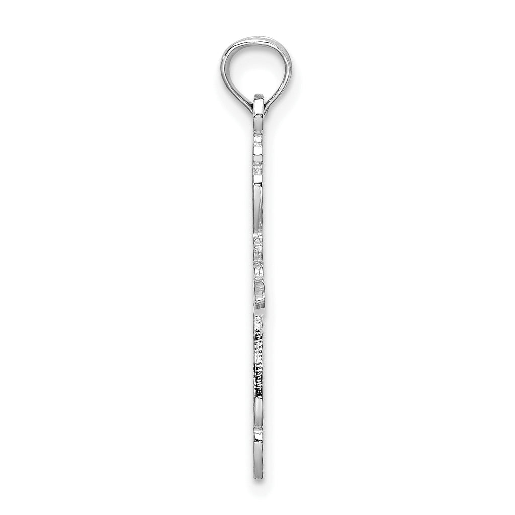14K White Gold Polished and Cut-Out Cross Charm