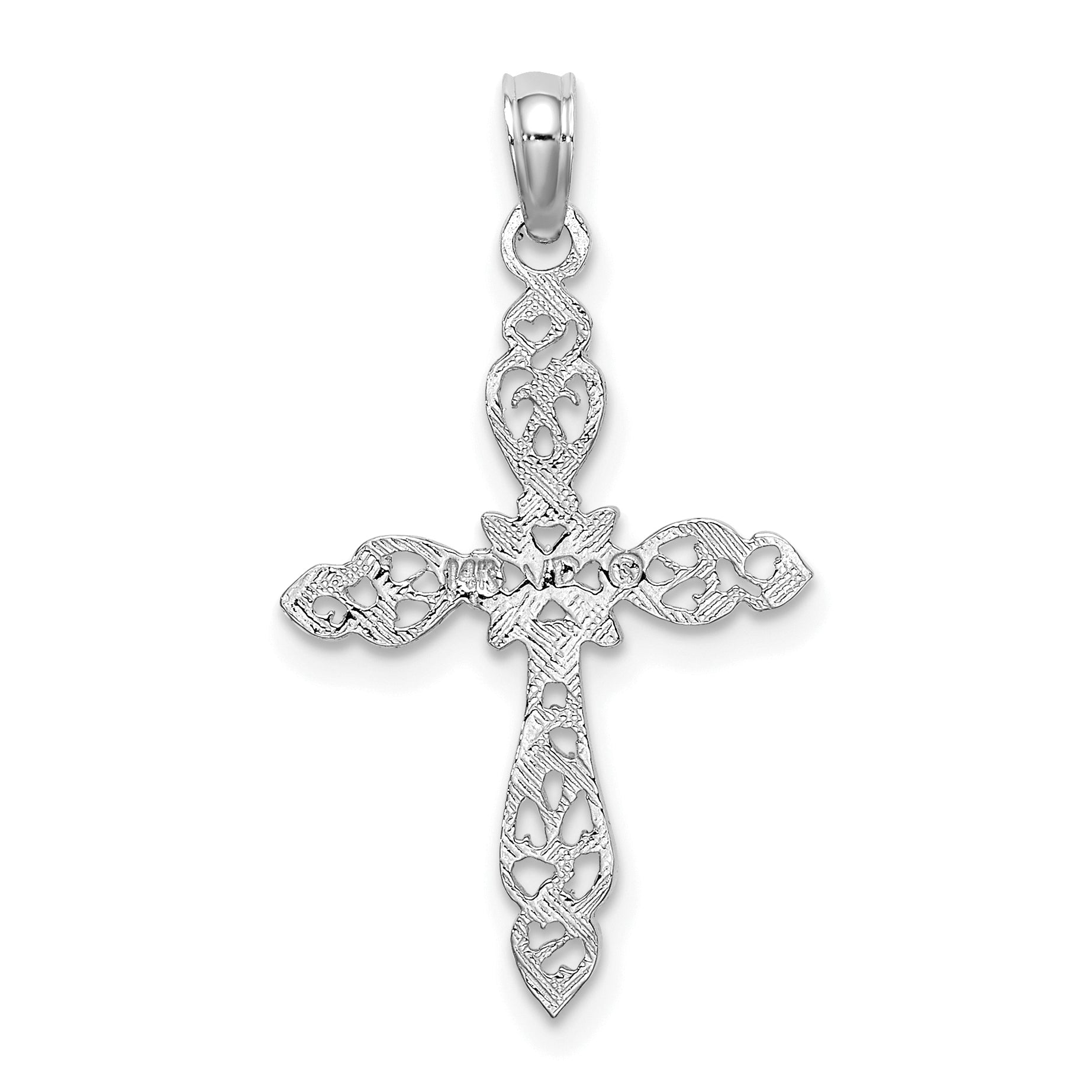 14K White Gold Polished and Cut-Out Cross Charm