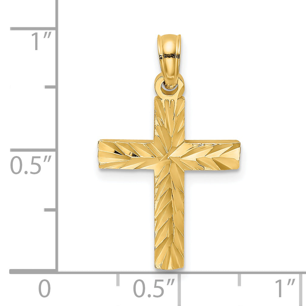 14K D/C Block Cross  Charm