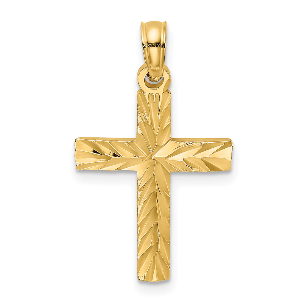 14K D/C Block Cross  Charm