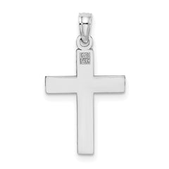 14K White Gold D/C Block Cross  Charm