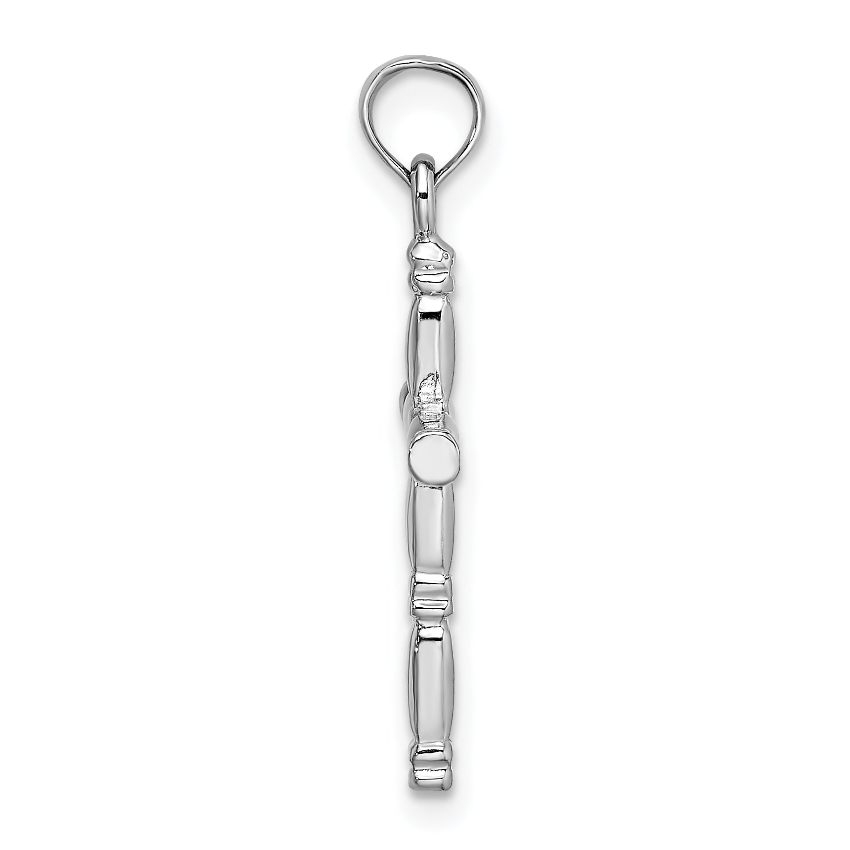 14K White Gold 3-D Polished Cross Charm
