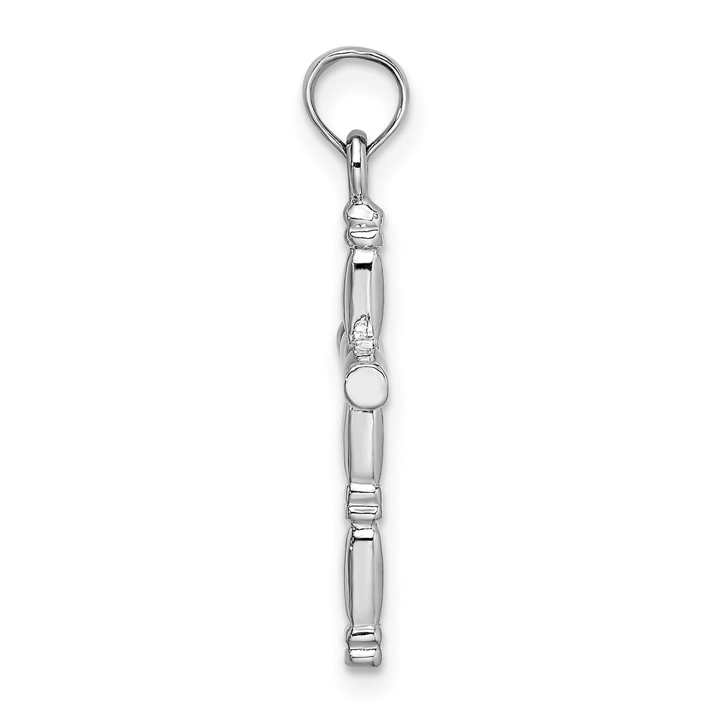 14K White Gold 3-D Polished Cross Charm